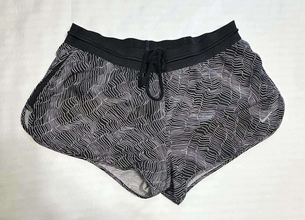 Nike Dri-Fit Running Shorts Size M Black White Wave